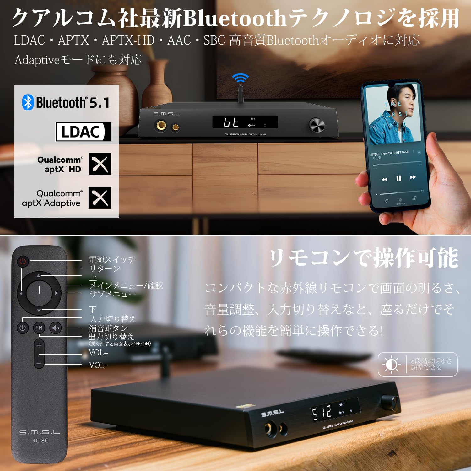 Amazon.co.jp: S.M.S.L DL200 Bluetooth DAC Headphone Amplifier
